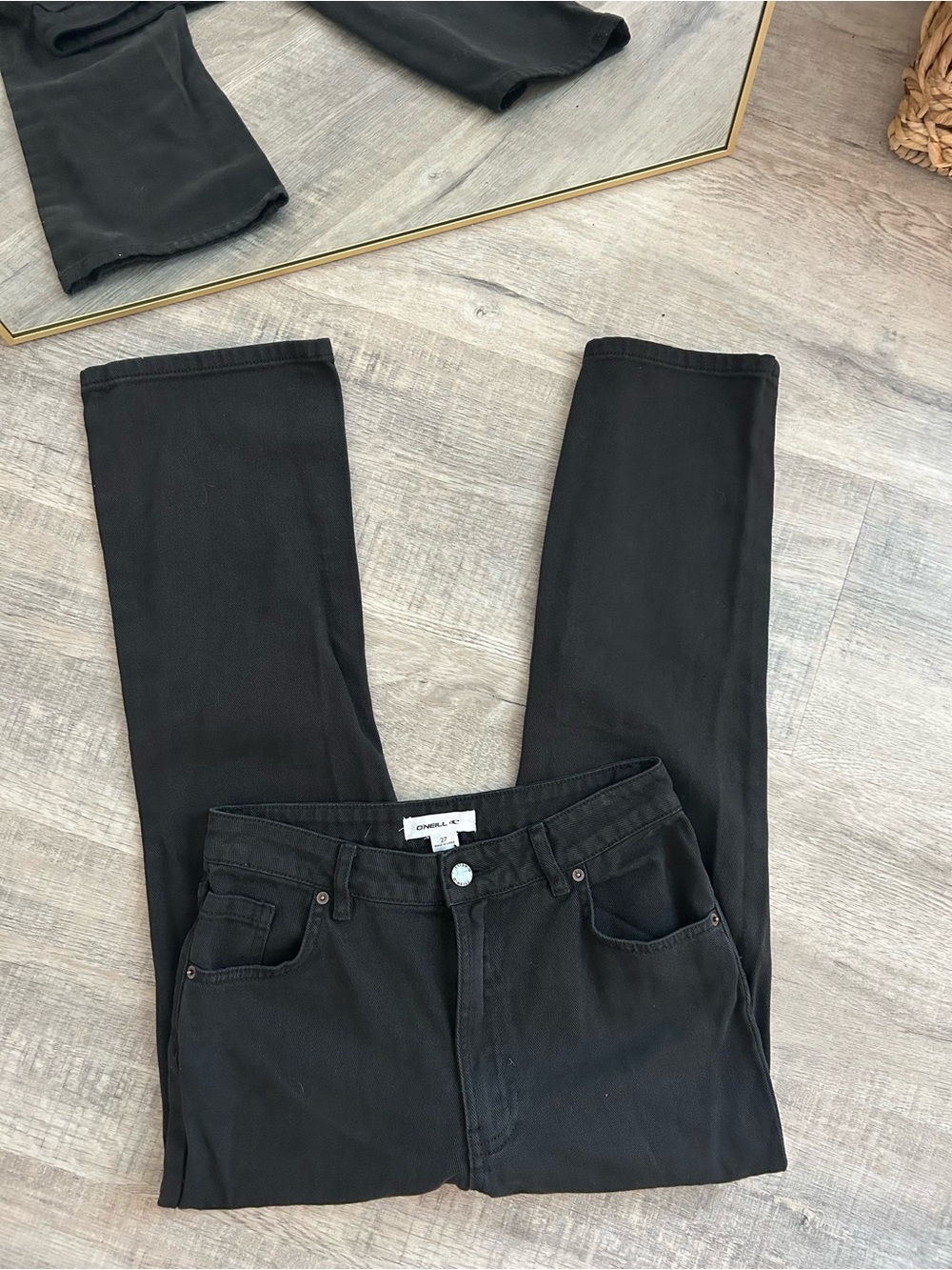 O'Neill Washed Black Straight Jeans 27 Y2K Skater Grunge Goth Dark Wash Denim